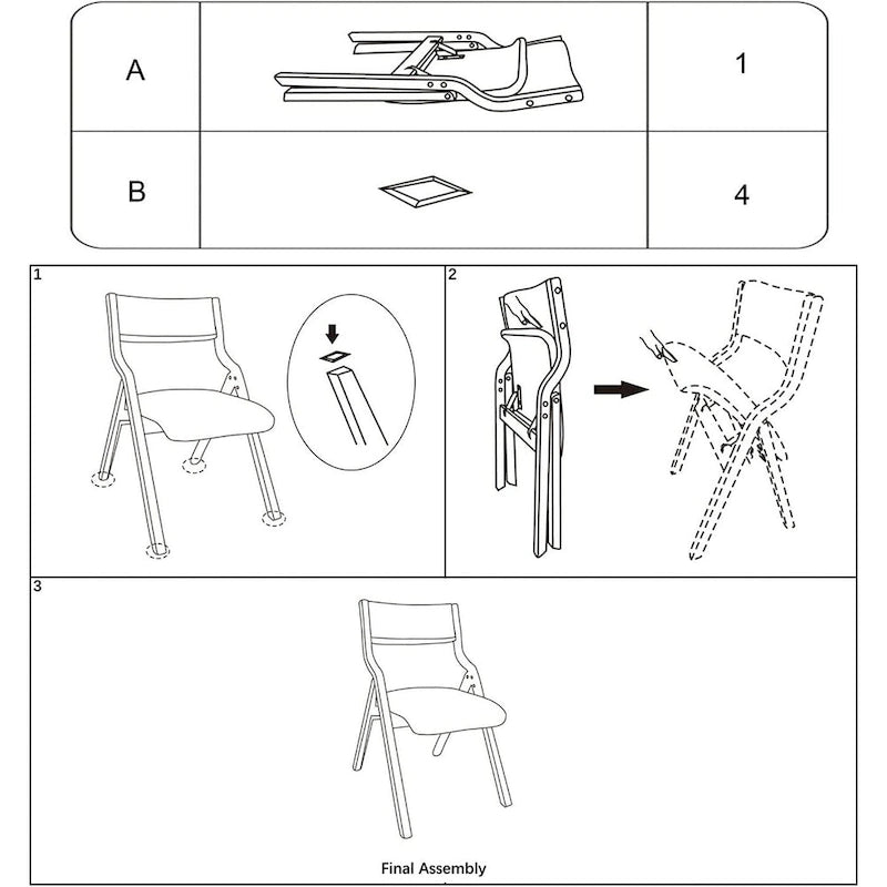Ensemble de 2 chaises de salle à manger pliables avec assise rembourrée, beige