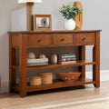 Console de 48 pouces avec plateau en pin massif et 3 tiroirs de rangement