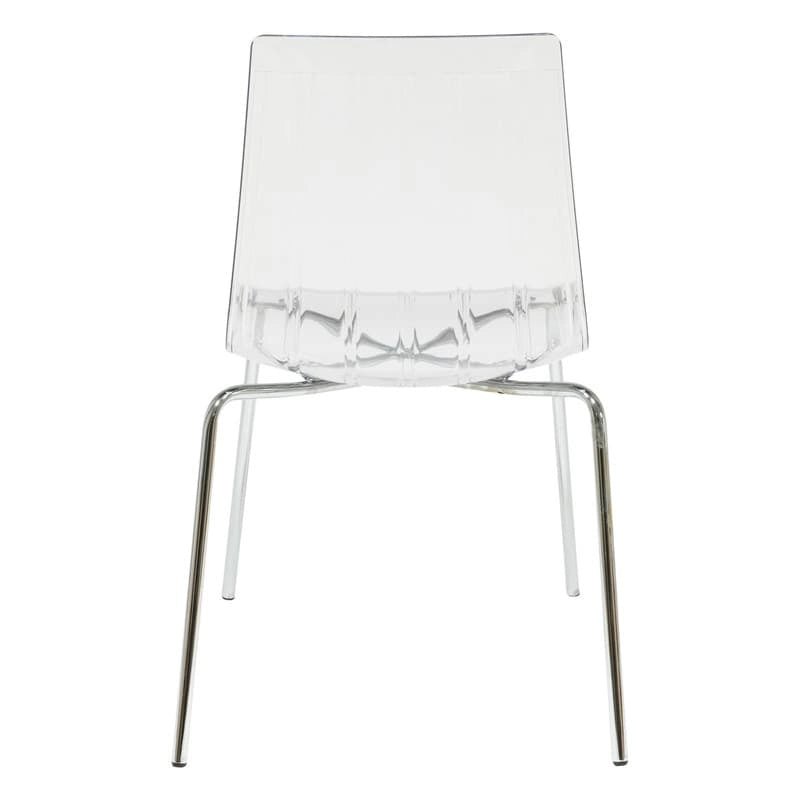Chaise de salle à manger Ralph en plastique acrylique (lot de 4), pieds en métal chromé, chaise d'appoint moderne et transparente pour salle à manger et cuisine