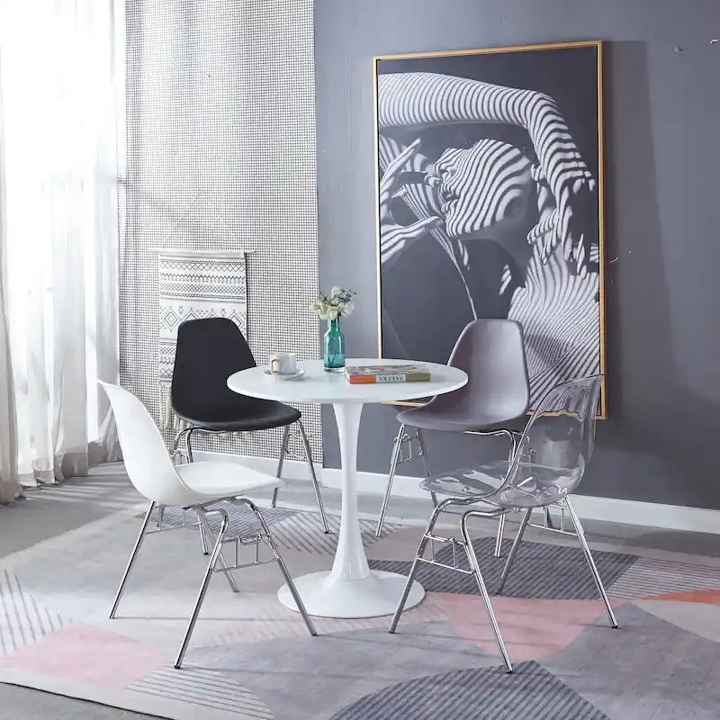 Table Tulipe Blanche de 31,5 cm, style milieu du siècle, pour 2 à 4 personnes, avec plateau rond en MDF, table basse de détente