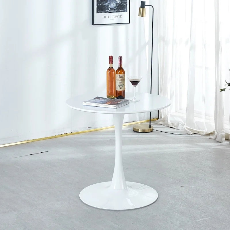 31.5White Tulip Table Mid-century Dining Table for 2-4 people With Round Mdf Table Top, Leisure Coffee Table