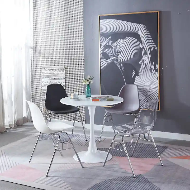 Table Tulipe Blanche de 31,5 cm, style milieu du siècle, pour 2 à 4 personnes, avec plateau rond en MDF, table basse de détente