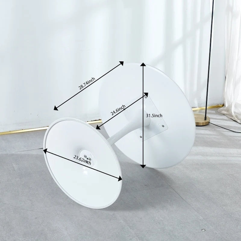 Table Tulipe Blanche de 31,5 cm, style milieu du siècle, pour 2 à 4 personnes, avec plateau rond en MDF, table basse de détente