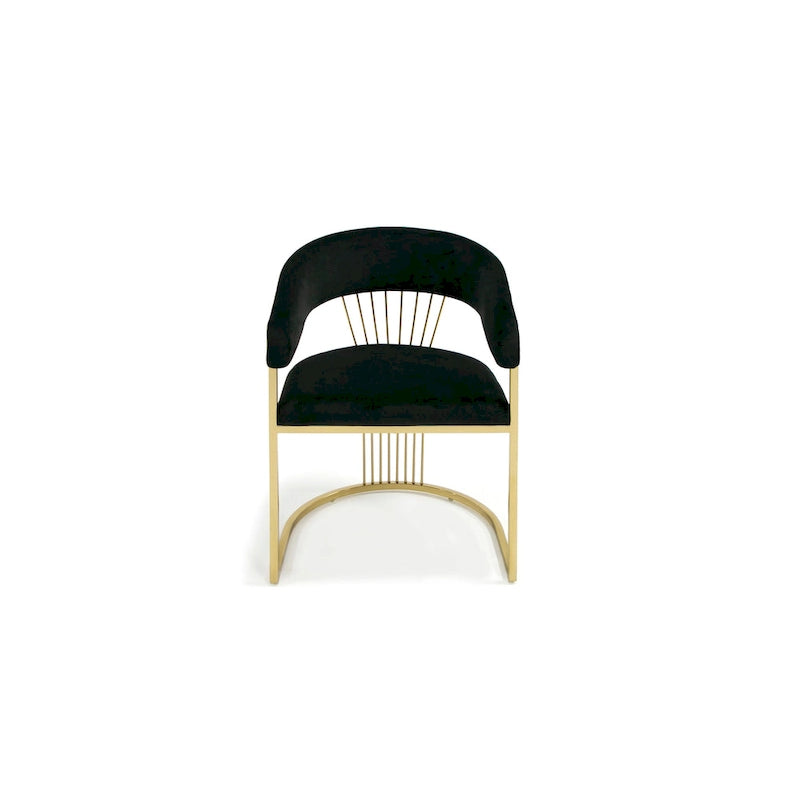 Chaise de salle à manger moderne Modrest Linda en velours noir et or
