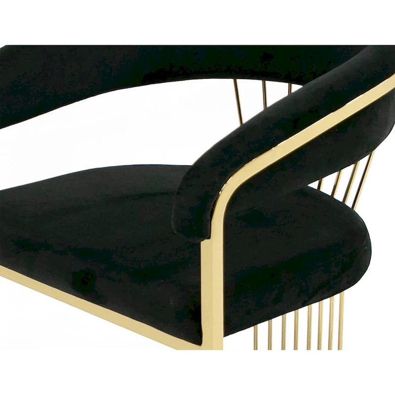 Chaise de salle à manger moderne Modrest Linda en velours noir et or