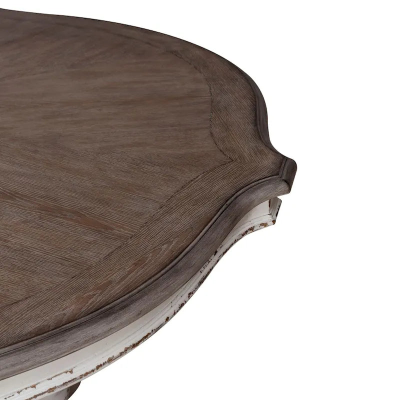 Ensemble de table ronde Magnolia Manor blanc antique et écorce patinée