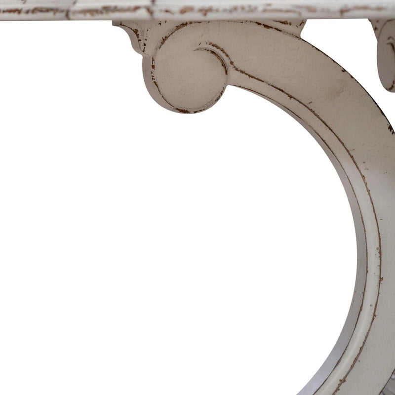 Ensemble de table ronde Magnolia Manor blanc antique et écorce patinée