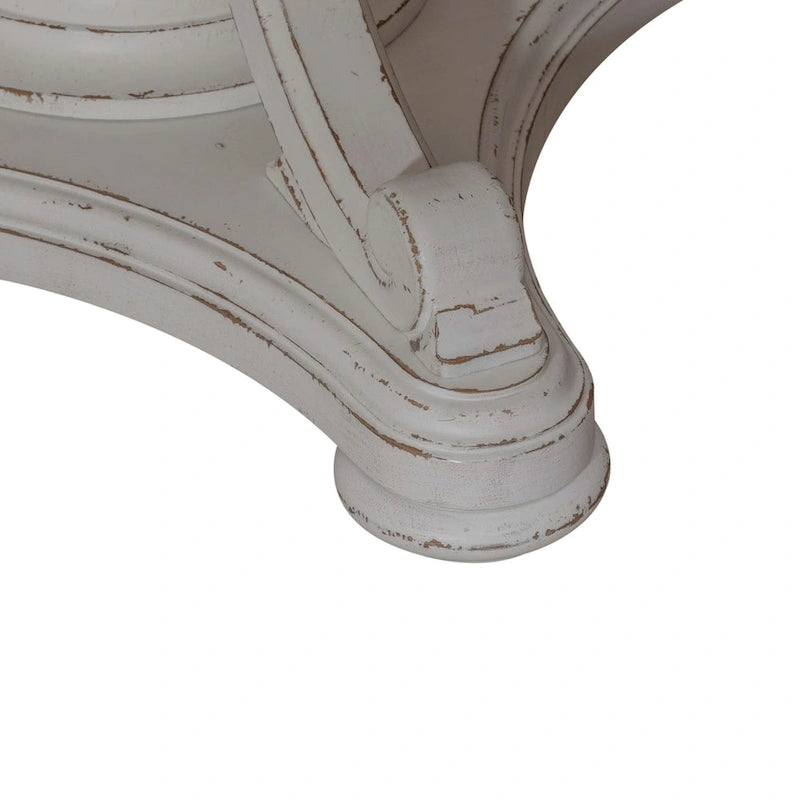 Ensemble de table ronde Magnolia Manor blanc antique et écorce patinée