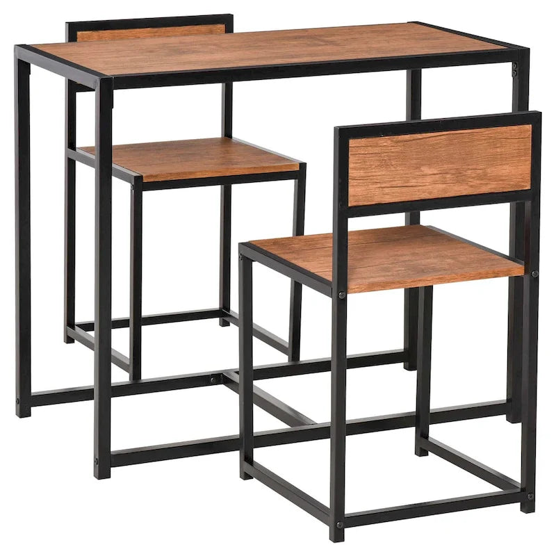 Ensemble table et chaises HOMCOM style industriel 3 pièces, idéal pour les petits espaces (salle à manger ou cuisine) - 35,5 cm (L) x 18,5 cm (l) x 30 cm (H)