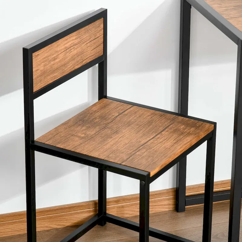 Ensemble table et chaises HOMCOM style industriel 3 pièces, idéal pour les petits espaces (salle à manger ou cuisine) - 35,5 cm (L) x 18,5 cm (l) x 30 cm (H)