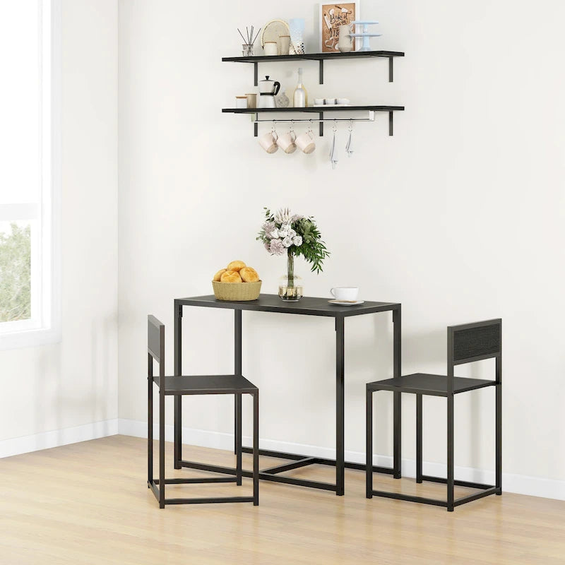 Ensemble table et chaises HOMCOM style industriel 3 pièces, idéal pour les petits espaces (salle à manger ou cuisine) - 35,5 cm (L) x 18,5 cm (l) x 30 cm (H)