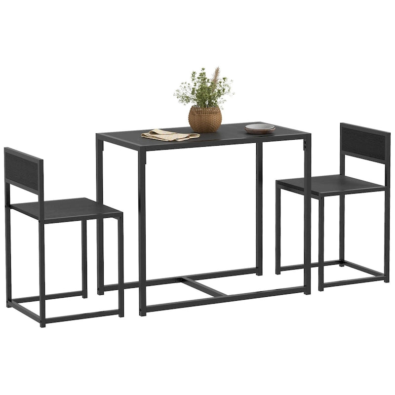 Ensemble table et chaises HOMCOM style industriel 3 pièces, idéal pour les petits espaces (salle à manger ou cuisine) - 35,5 cm (L) x 18,5 cm (l) x 30 cm (H)