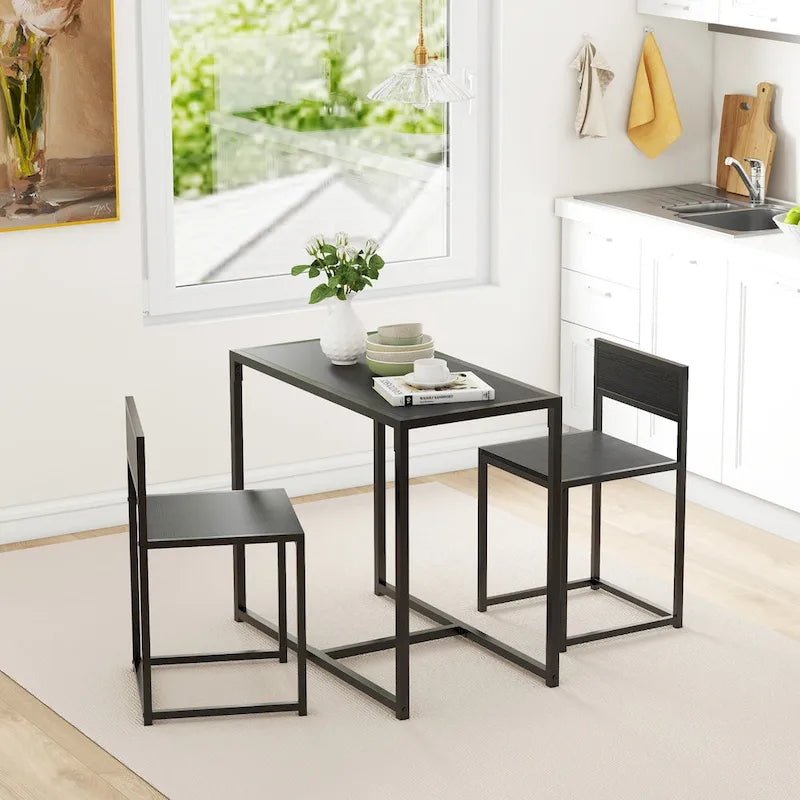 Ensemble table et chaises HOMCOM style industriel 3 pièces, idéal pour les petits espaces (salle à manger ou cuisine) - 35,5 cm (L) x 18,5 cm (l) x 30 cm (H)