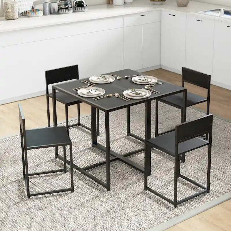 Ensemble table et chaises HOMCOM style industriel 3 pièces, idéal pour les petits espaces (salle à manger ou cuisine) - 35,5 cm (L) x 18,5 cm (l) x 30 cm (H)