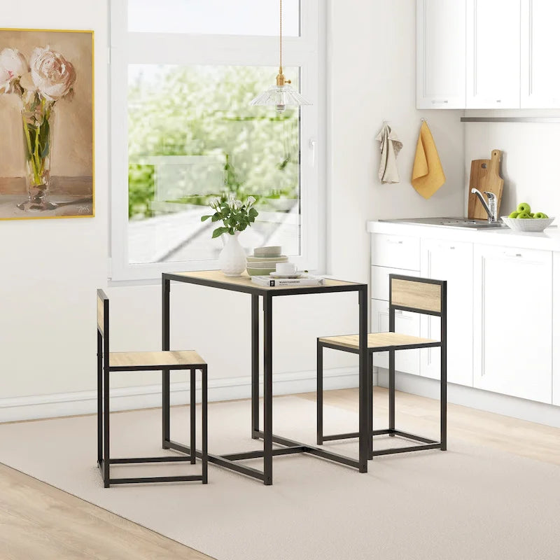Ensemble table et chaises HOMCOM style industriel 3 pièces, idéal pour les petits espaces (salle à manger ou cuisine) - 35,5 cm (L) x 18,5 cm (l) x 30 cm (H)