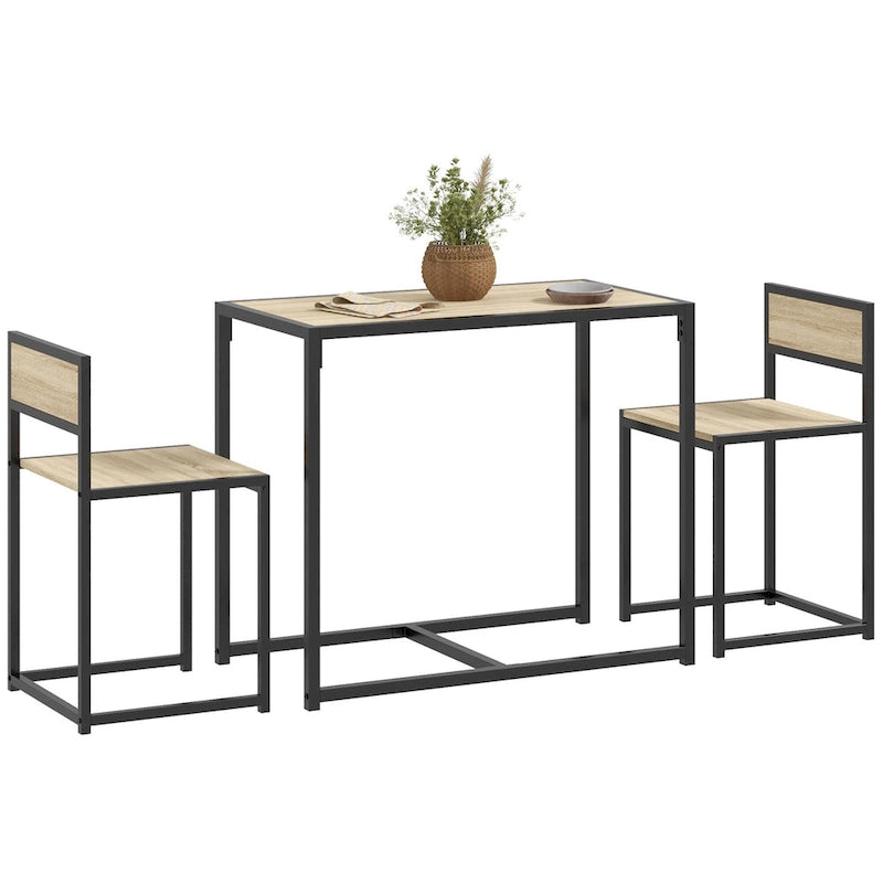 Ensemble table et chaises HOMCOM style industriel 3 pièces, idéal pour les petits espaces (salle à manger ou cuisine) - 35,5 cm (L) x 18,5 cm (l) x 30 cm (H)