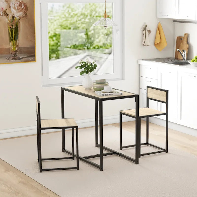 Ensemble table et chaises HOMCOM style industriel 3 pièces, idéal pour les petits espaces (salle à manger ou cuisine) - 35,5 cm (L) x 18,5 cm (l) x 30 cm (H)