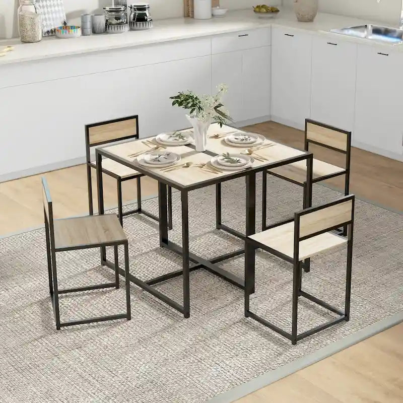 Ensemble table et chaises HOMCOM style industriel 3 pièces, idéal pour les petits espaces (salle à manger ou cuisine) - 35,5 cm (L) x 18,5 cm (l) x 30 cm (H)