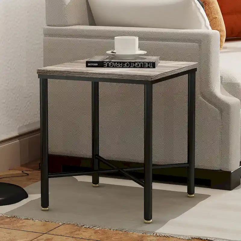 Table d'appoint carrée moderne en bois Corvus Belmont de 19 pouces