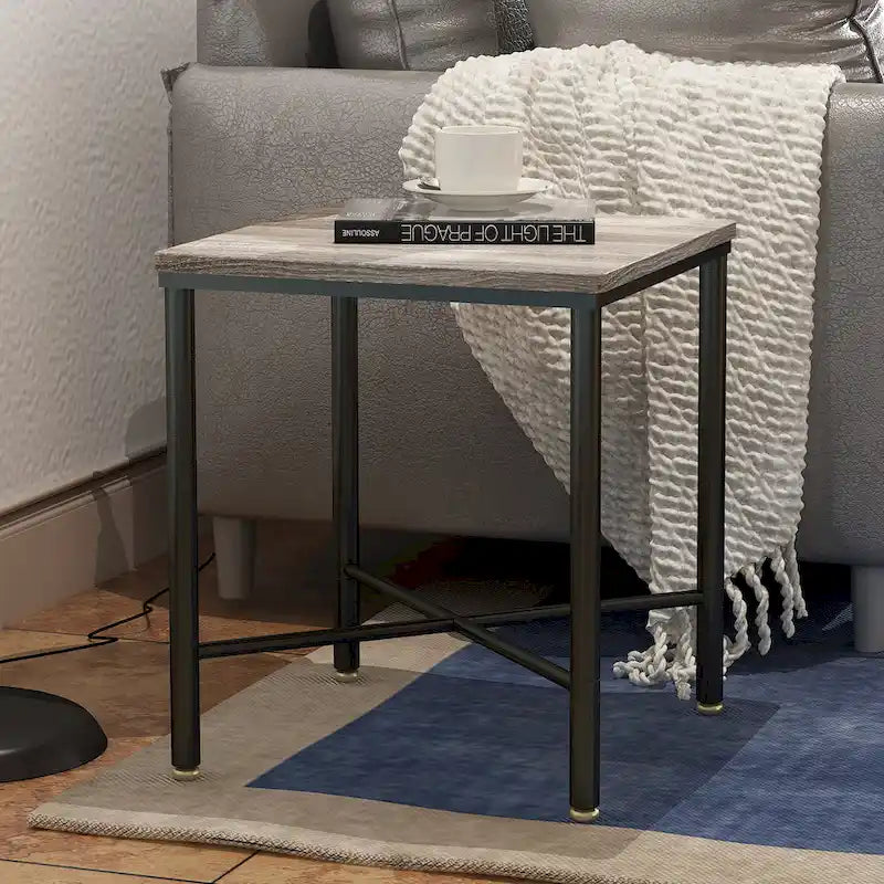 Table d'appoint carrée moderne en bois Corvus Belmont de 19 pouces