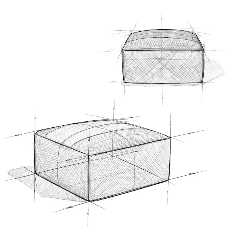 Pouf carré tissé Irena de WYNDENHALL, en polyester PET recyclé gris et blanc