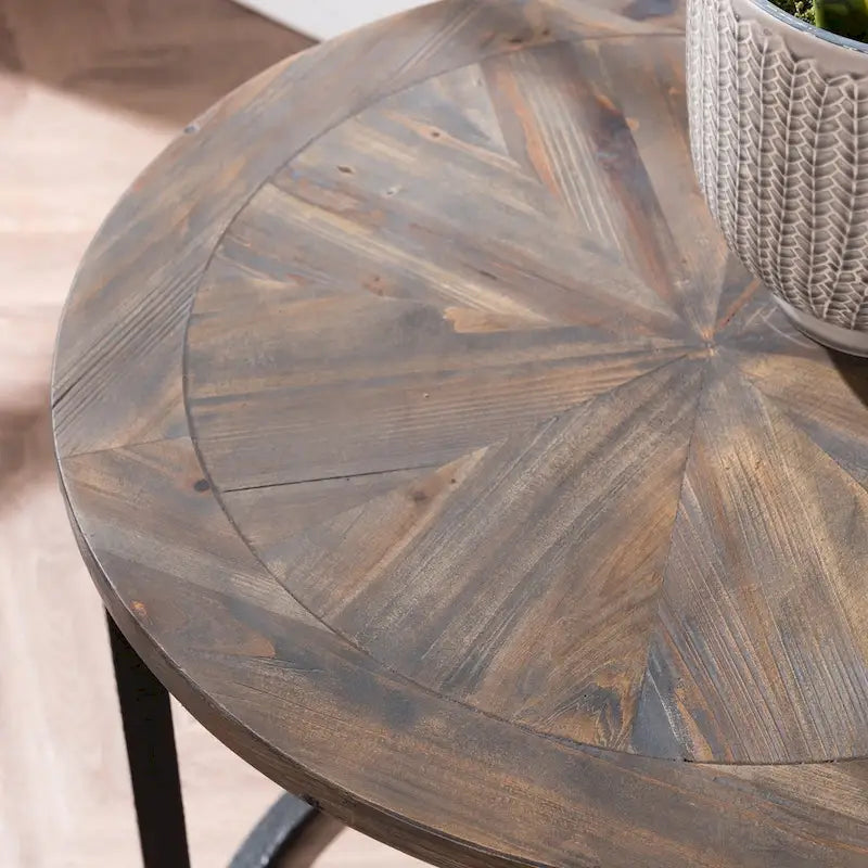 Table d'appoint ronde Darren de SEI Furniture, style rustique moderne, en bois recyclé