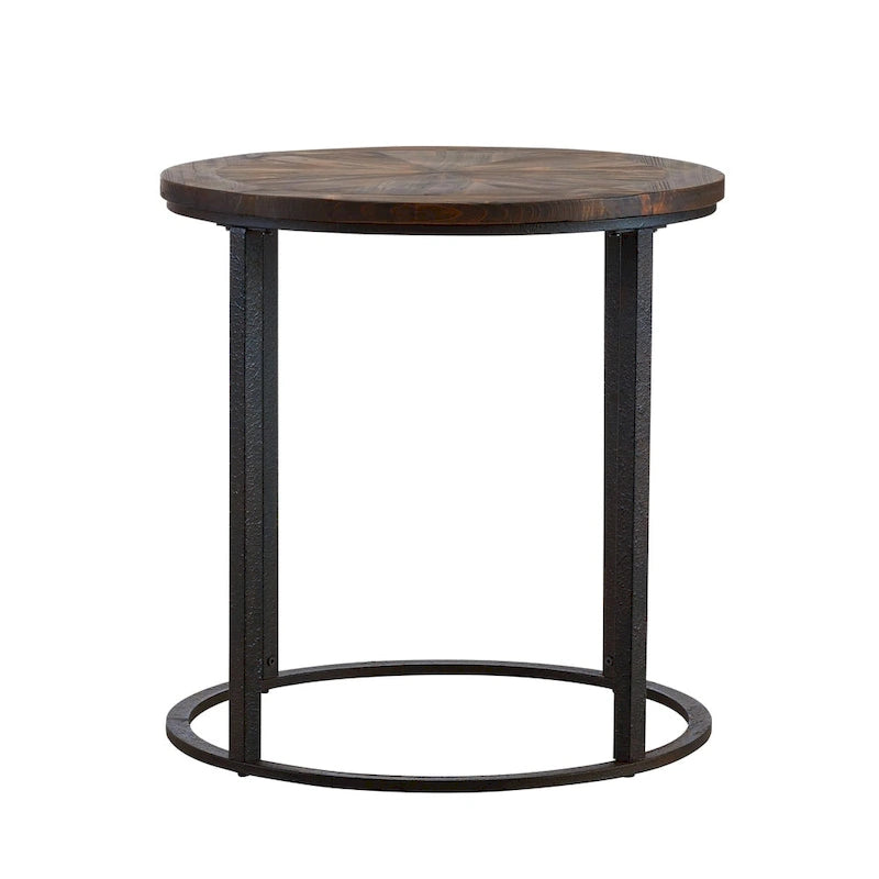 Table d'appoint ronde Darren de SEI Furniture, style rustique moderne, en bois recyclé