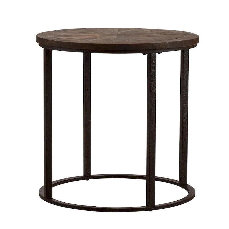 Table d'appoint ronde Darren de SEI Furniture, style rustique moderne, en bois recyclé