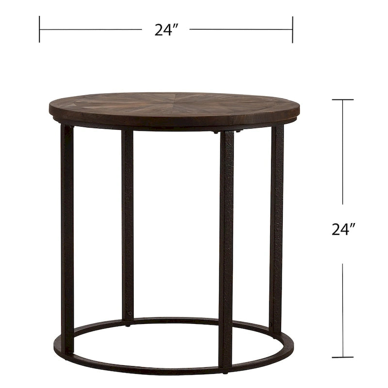 Table d'appoint ronde Darren de SEI Furniture, style rustique moderne, en bois recyclé