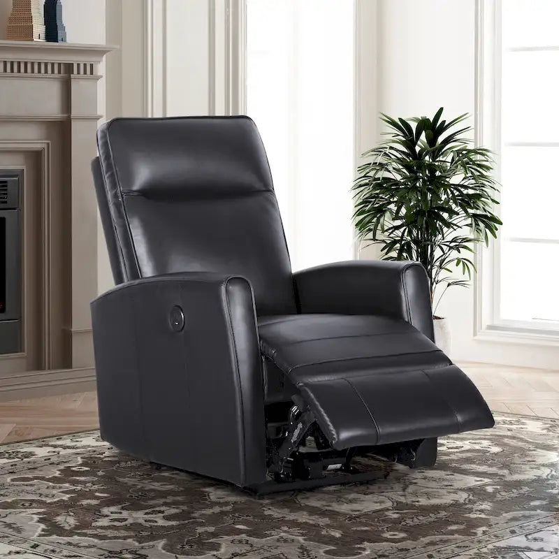 Fauteuil inclinable électrique en cuir véritable de 70,5 cm de large avec chargeur USB
