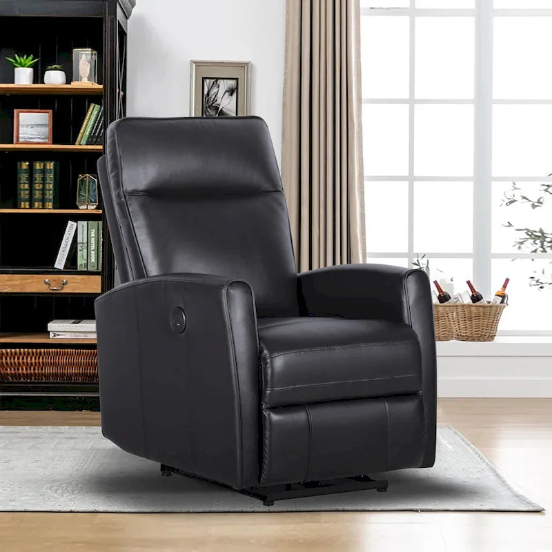 Fauteuil inclinable électrique en cuir véritable de 70,5 cm de large avec chargeur USB