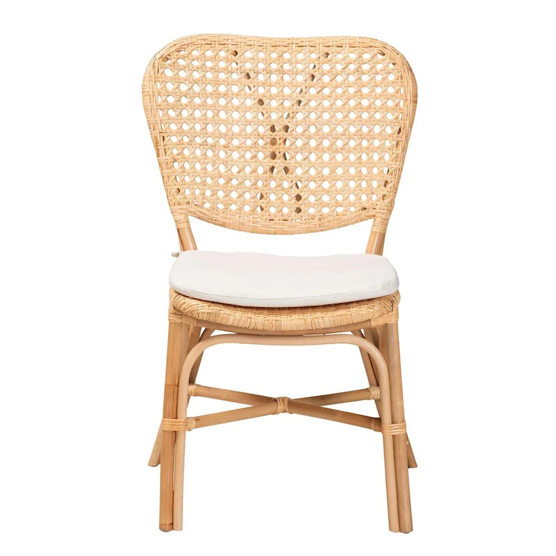 Chaise de salle à manger Nadira bohème en rotin finition marron naturel