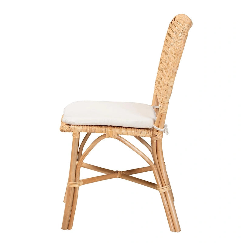 Chaise de salle à manger Nadira bohème en rotin finition marron naturel