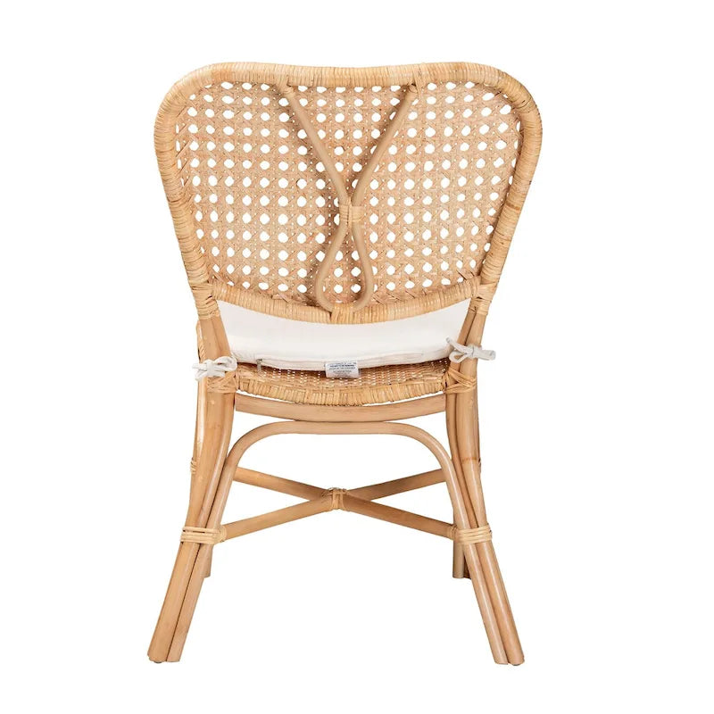 Chaise de salle à manger Nadira bohème en rotin finition marron naturel