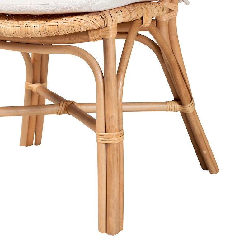 Chaise de salle à manger Nadira bohème en rotin finition marron naturel