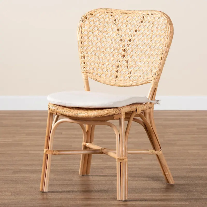 Chaise de salle à manger Nadira bohème en rotin finition marron naturel