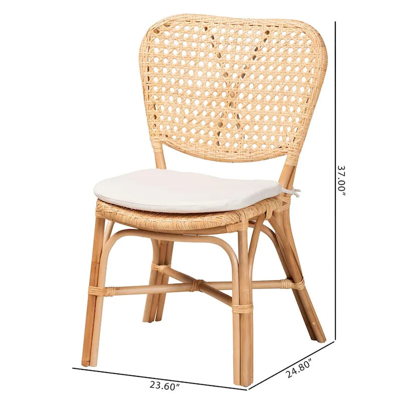 Chaise de salle à manger Nadira bohème en rotin finition marron naturel