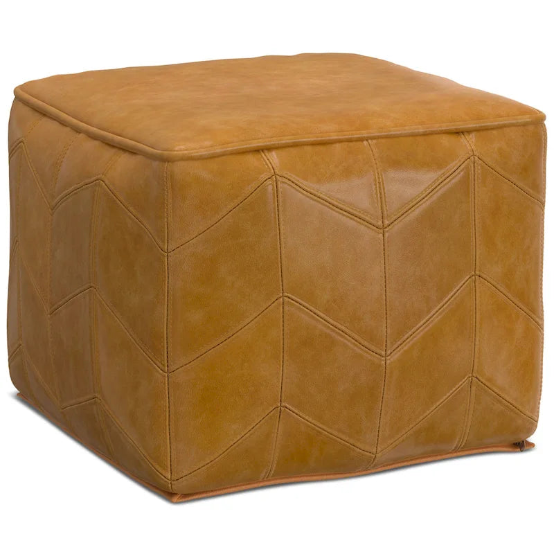 Pouf carré contemporain Gerty de WYNDENHALL en cuir véritable marron