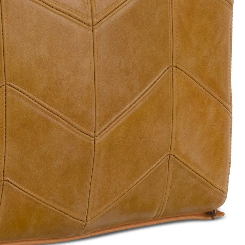 Pouf carré contemporain Gerty de WYNDENHALL en cuir véritable marron