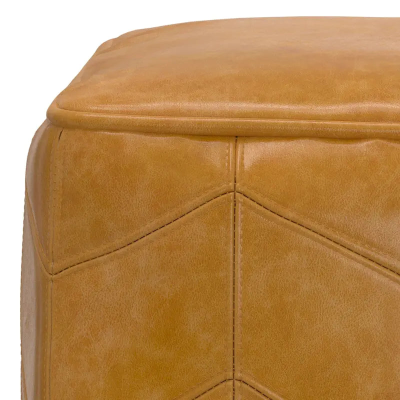 Pouf carré contemporain Gerty de WYNDENHALL en cuir véritable marron