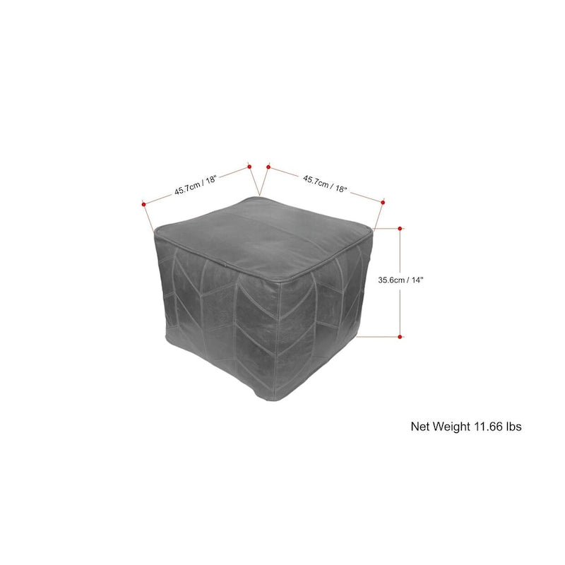 Pouf carré contemporain Gerty de WYNDENHALL en cuir véritable marron