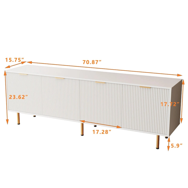 Meuble TV moderne blanc chaud pour supports TV de 80 pouces