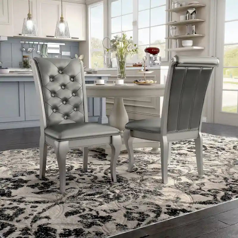Chaises de salle à manger Mora Glam en similicuir (lot de 2) par Furniture of America