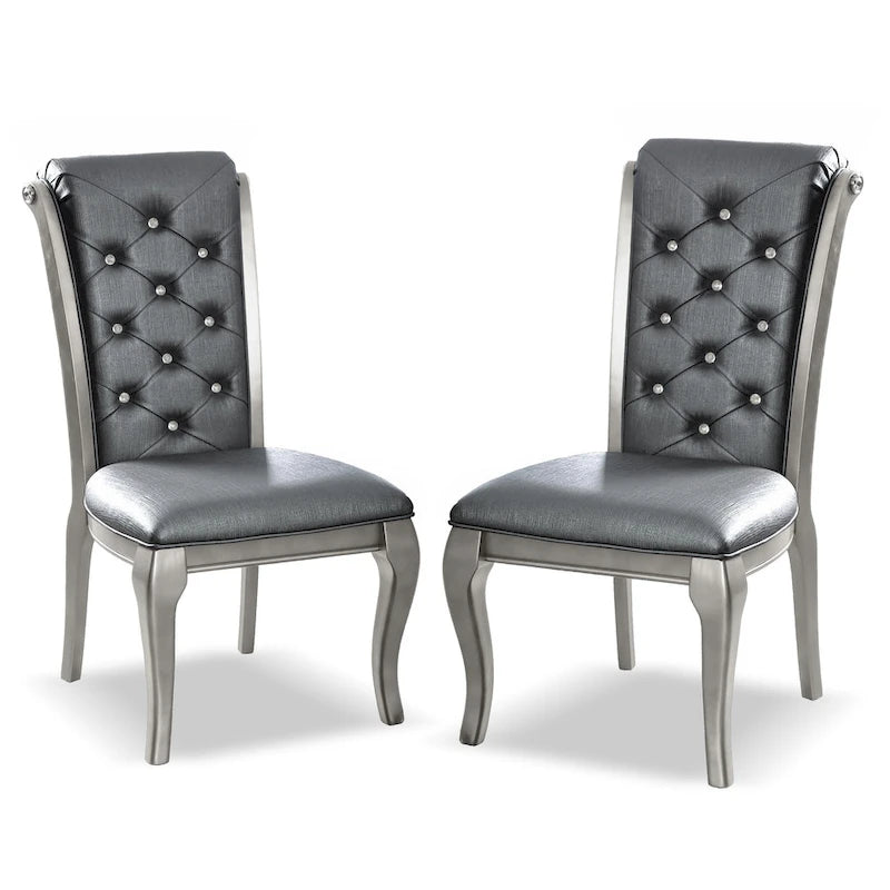 Chaises de salle à manger Mora Glam en similicuir (lot de 2) par Furniture of America