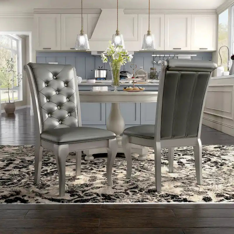 Chaises de salle à manger Mora Glam en similicuir (lot de 2) par Furniture of America