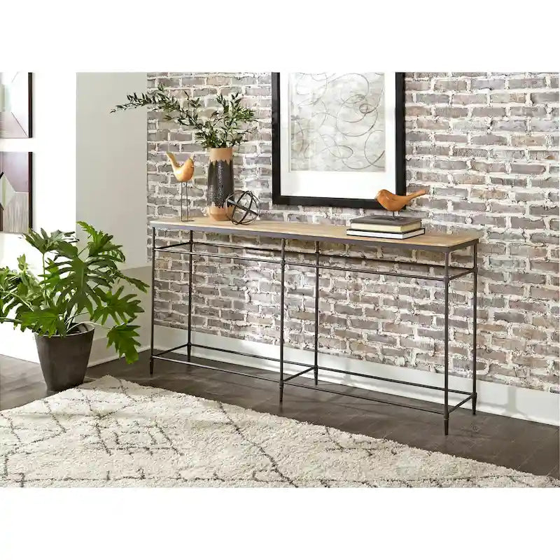 Fenway 74 Mango Solid Wood and Metal Sofa Console Table - 74 inches long x 14 inches wide x 35.5 inches high