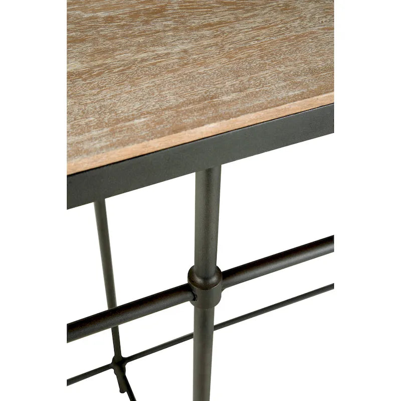 Console Fenway 74 en bois massif de manguier et métal - 188 cm de long x 35,5 cm de large x 90 cm de haut