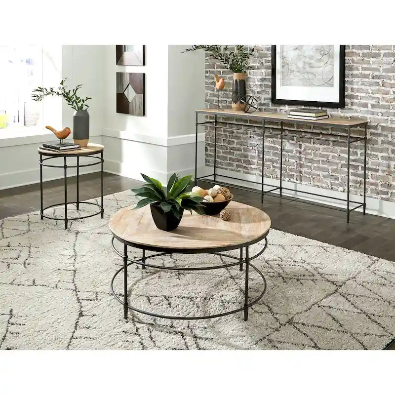 Console Fenway 74 en bois massif de manguier et métal - 188 cm de long x 35,5 cm de large x 90 cm de haut