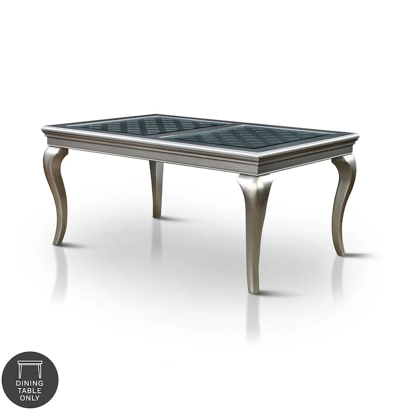 Table de salle à manger en bois avec plateau en verre de 66 pouces de Furniture of America Tily Glam