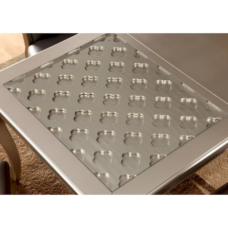 Table de salle à manger en bois avec plateau en verre de 66 pouces de Furniture of America Tily Glam